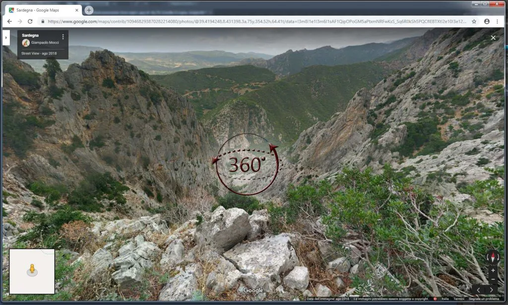 Vista a 360° del canyon di San Nicolò (Buggerru/Fluminimaggiore)